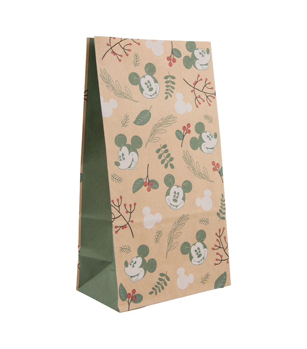 Christmas Kraft Paper Bag, Square Base – Mickey Mouse,(5pcs)