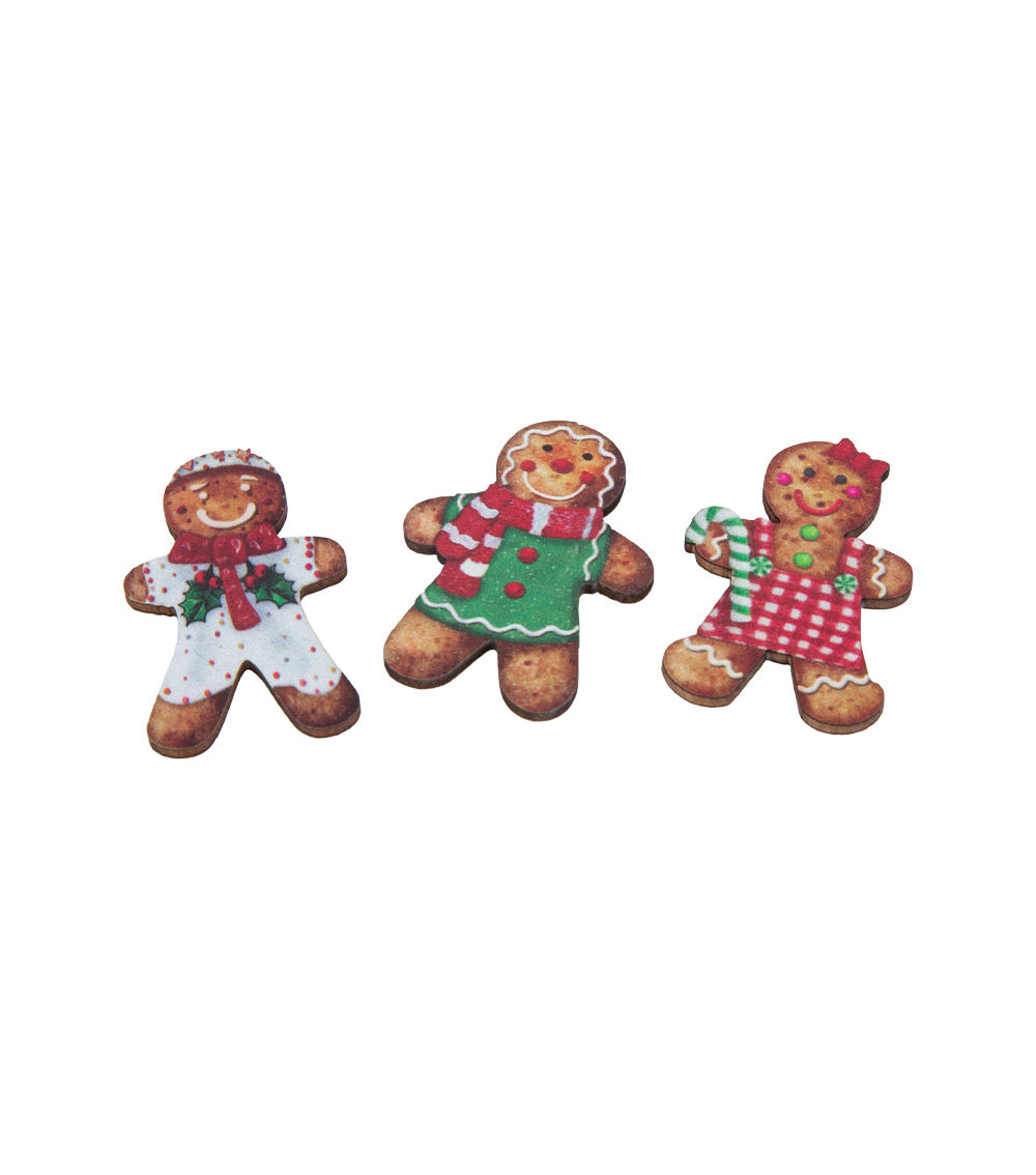 Christmas Printed Wooden Ornament – Gingerbread, (7 pcs)