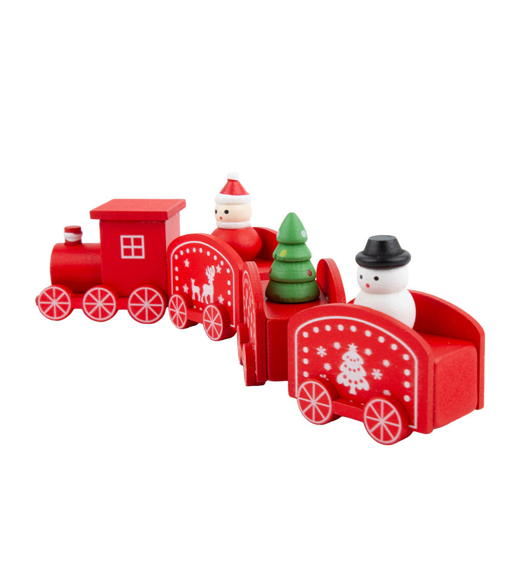 Christmas Wooden Train Decoration - Red