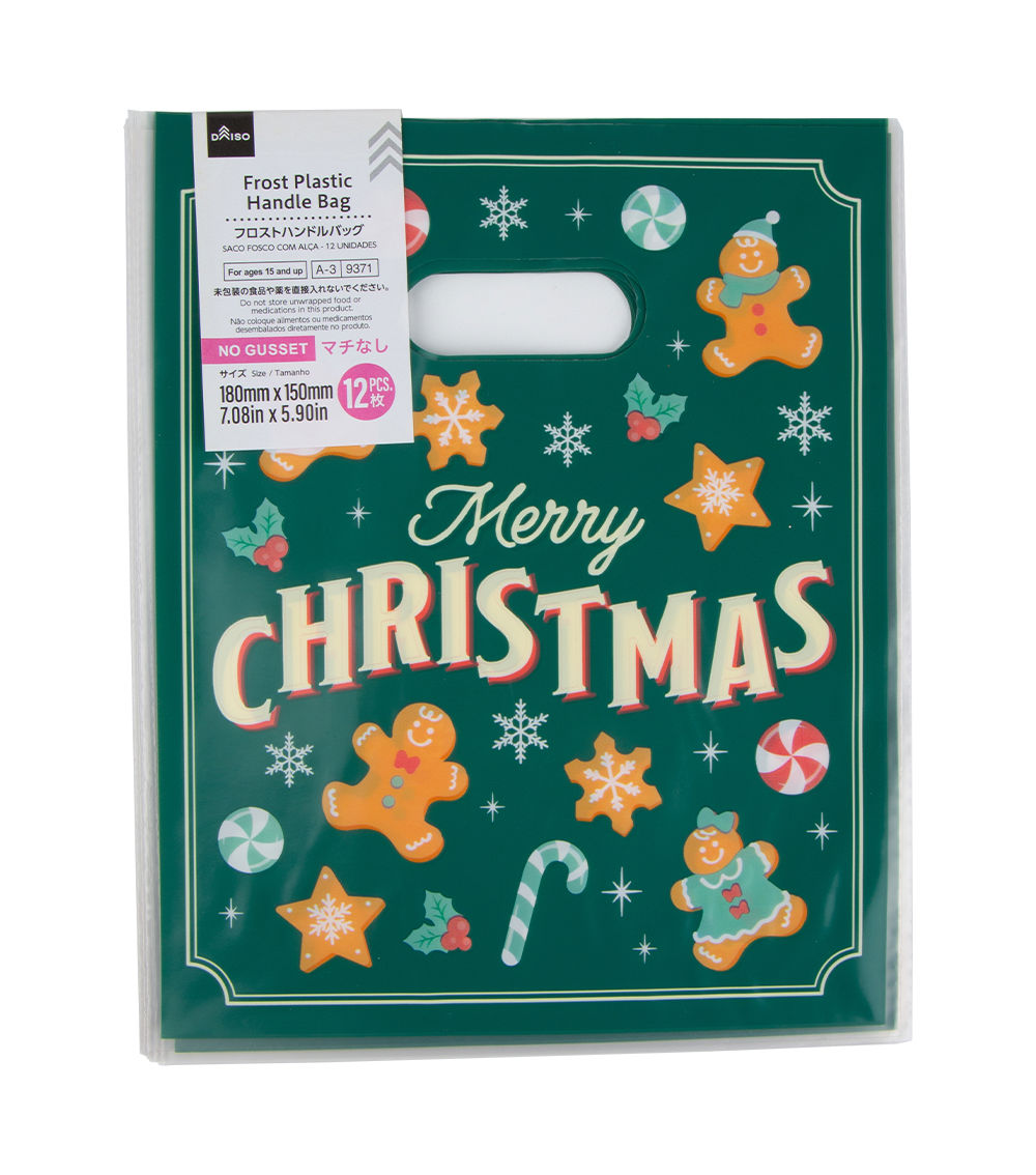 Frosted Plastic Handle Bags – 12 Pieces, Assorted (1 pc)