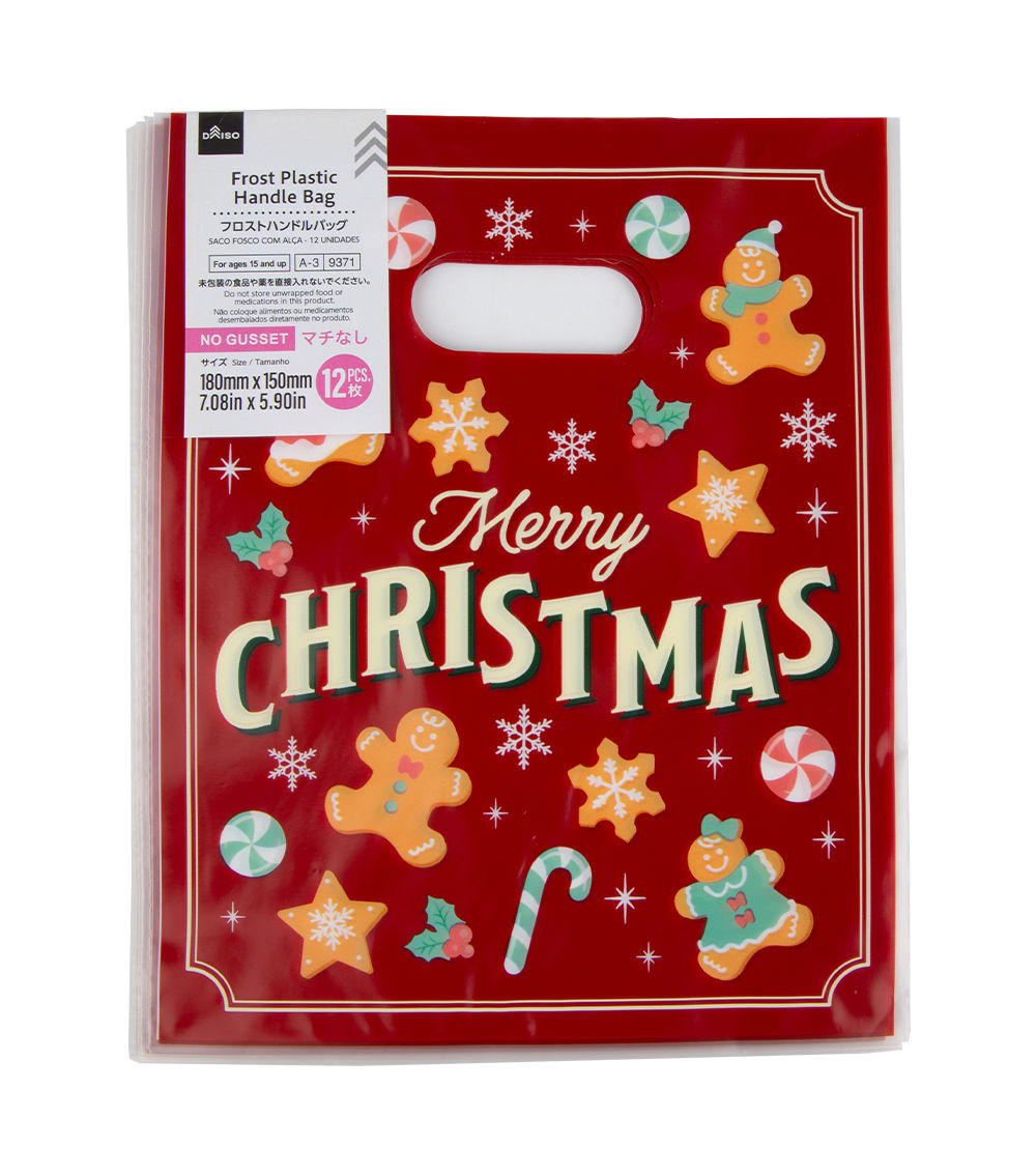 Frosted Plastic Handle Bags – 12 Pieces, Assorted (1 pc)