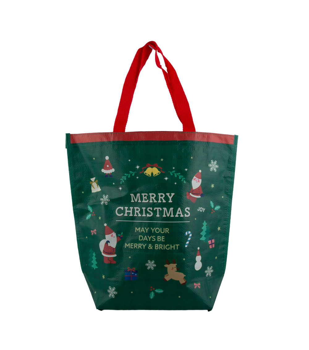 Christmas Green & Red Handle Bag