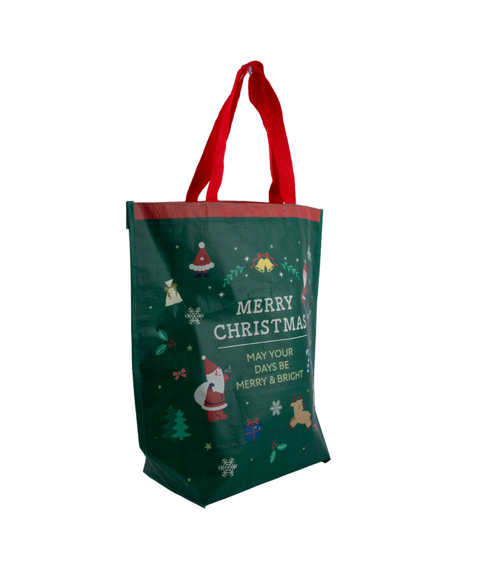 Christmas Green & Red Handle Bag