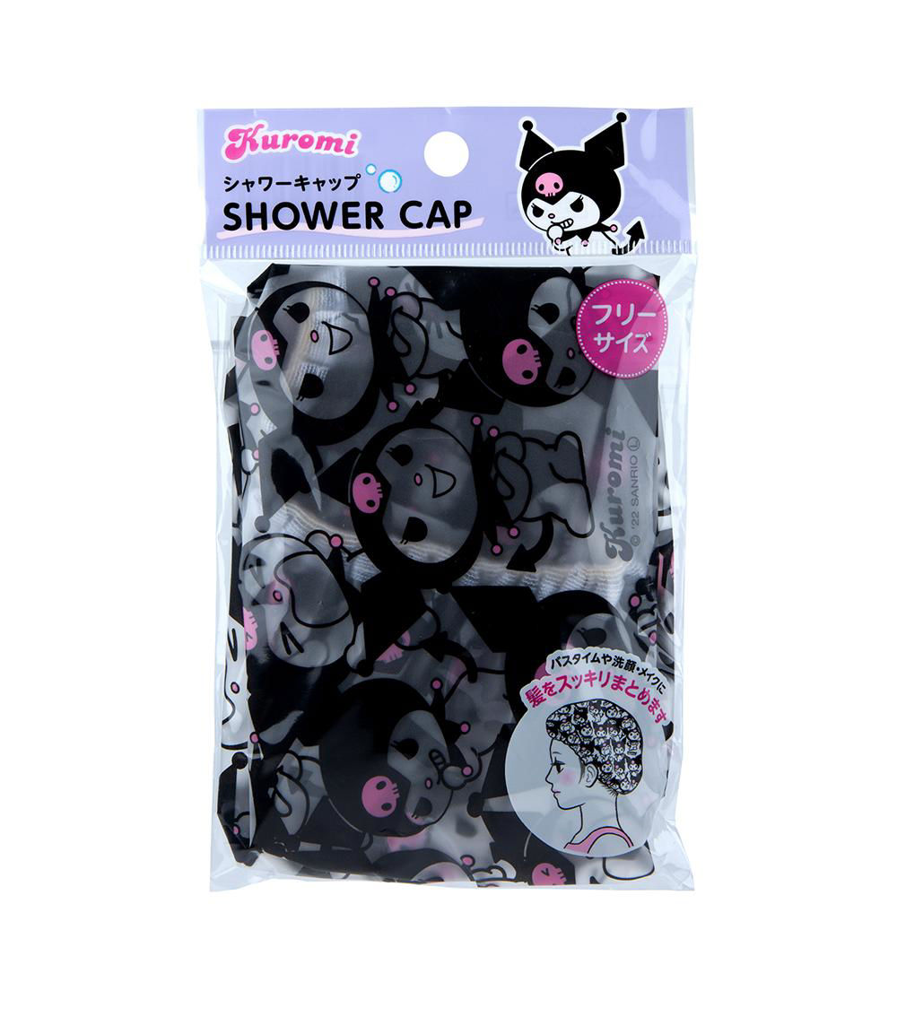 Kuromi Shower Cap, Black & Pink