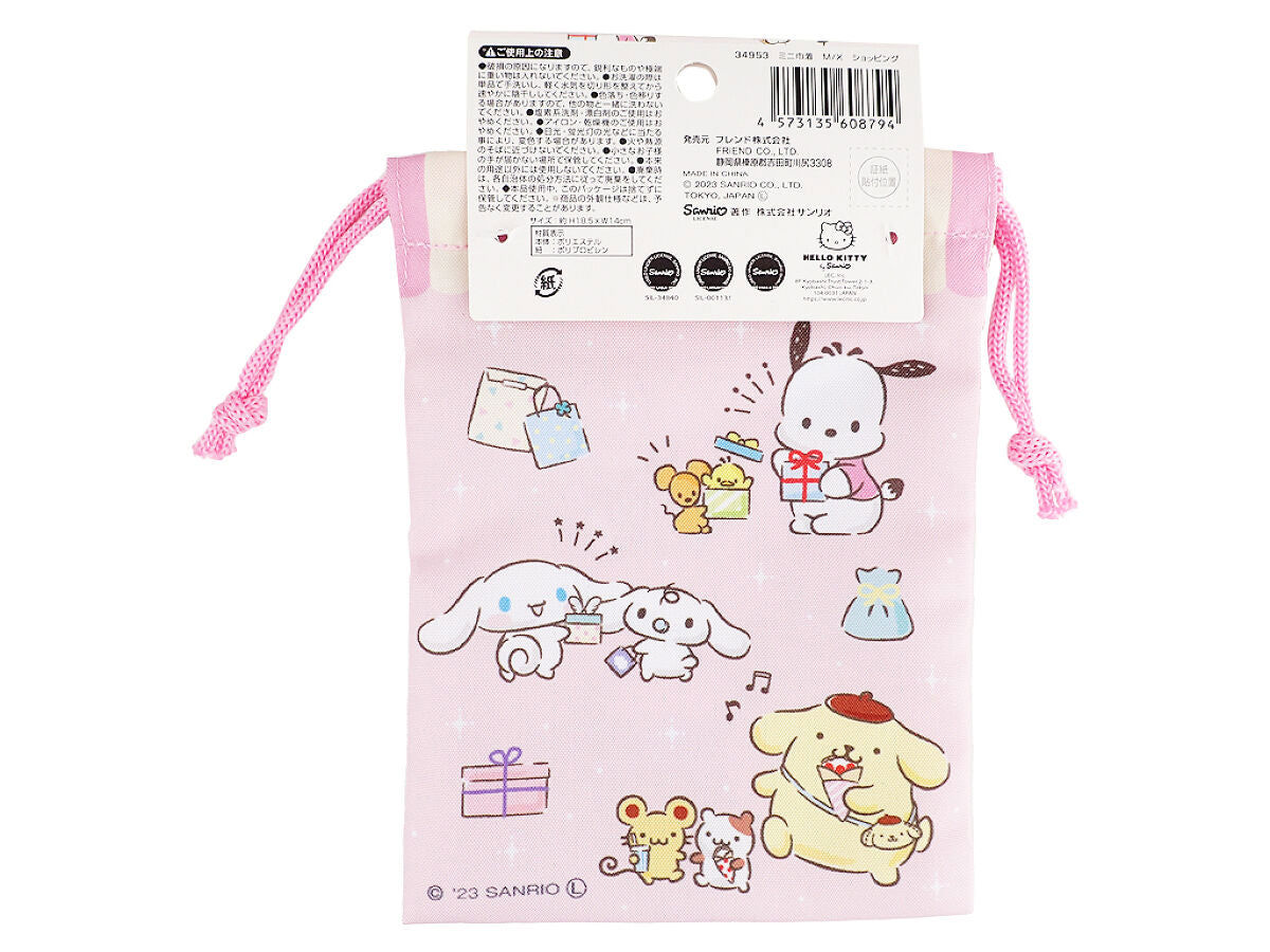Sanrio Characters Drawstring Mini Bag, Pink