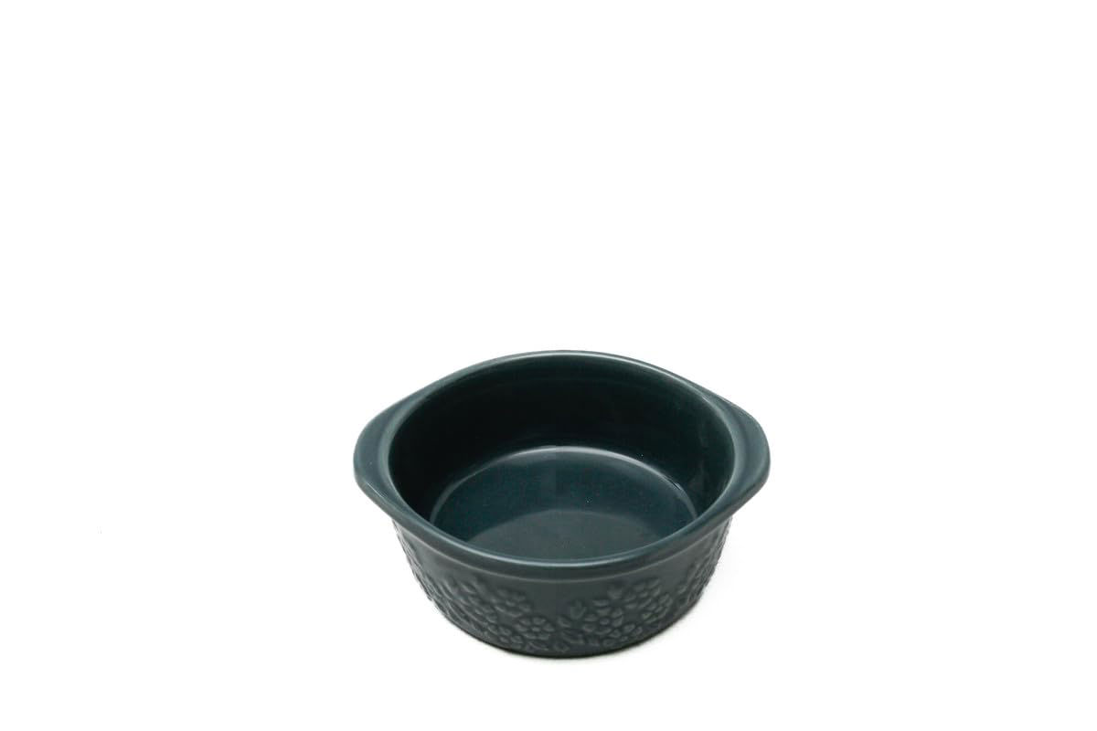 Flower Relief Round Ceramic Bakeware – Navy