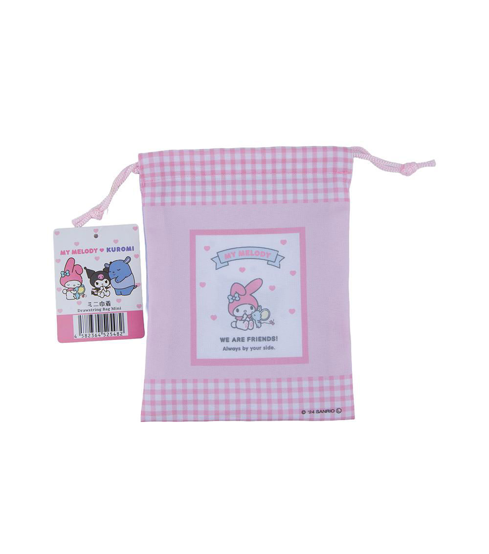 My Melody Checked Mini Drawstring Bag, Pink