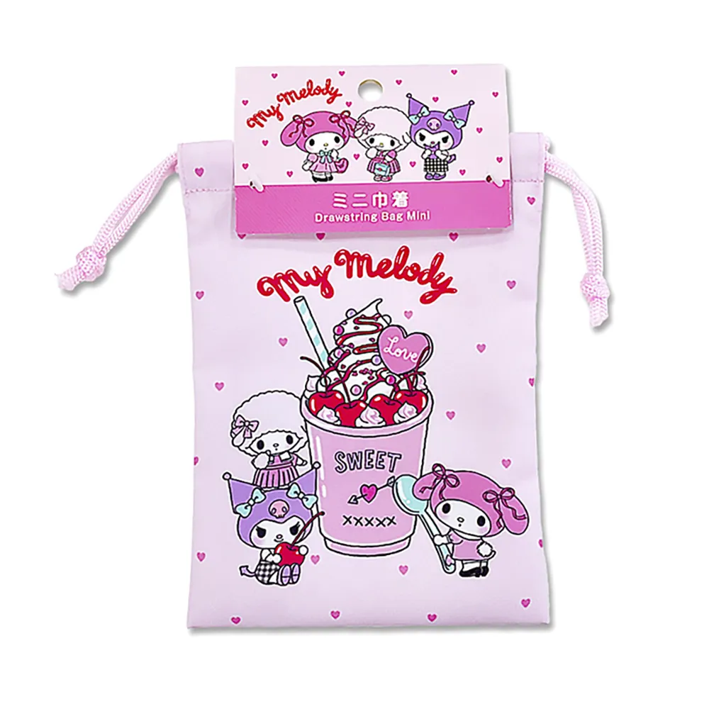 My Melody & Kuromi Sanrio Drawstring Cosmetic Bag, Pink
