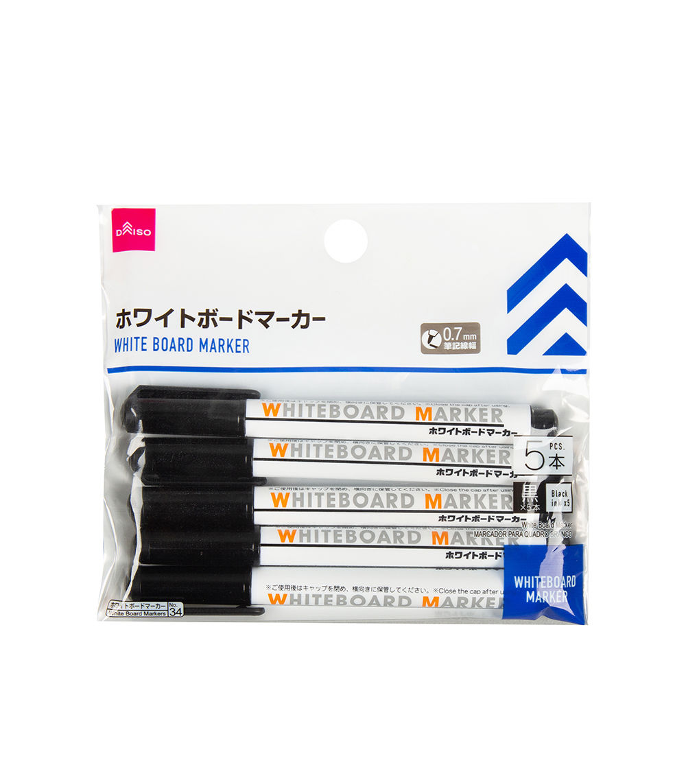 Whiteboard Marker - Black Ink, 5-Pack
