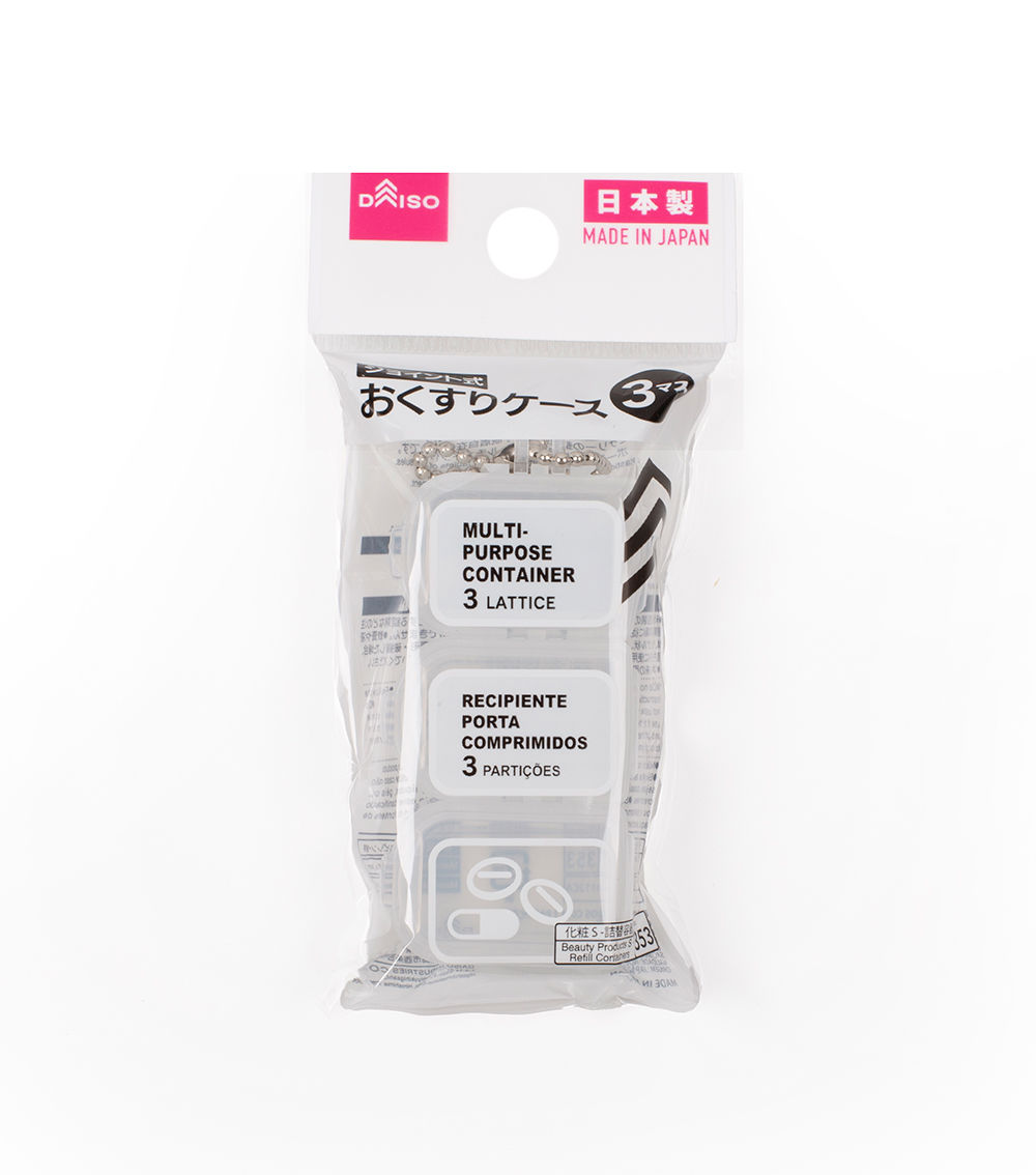 Pill case, triple type (with chain)