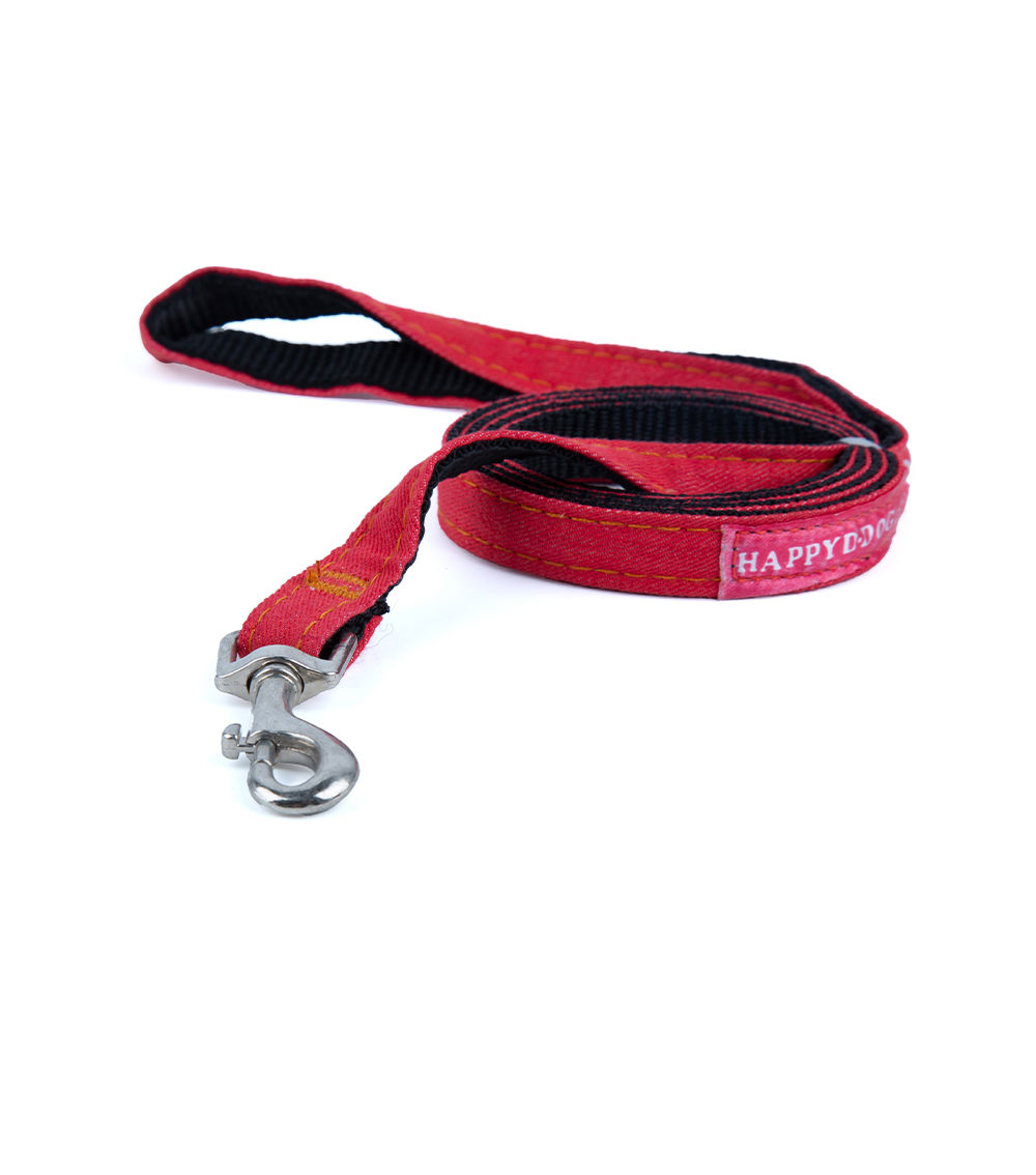 Medium Dog Leash Denim Red – Strong Durable Walking Lead