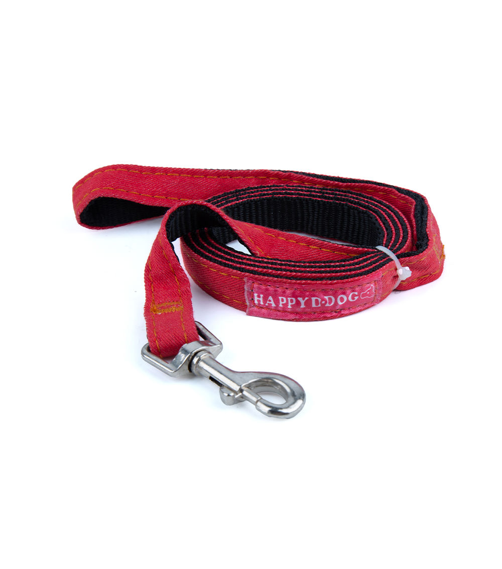 Medium Dog Leash Denim Red – Strong Durable Walking Lead