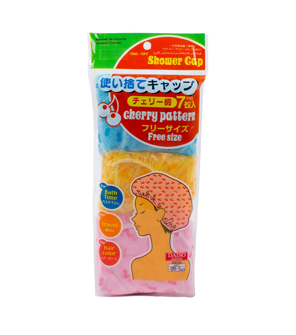 7-Piece Disposable Shower Caps – Cherry Pattern
