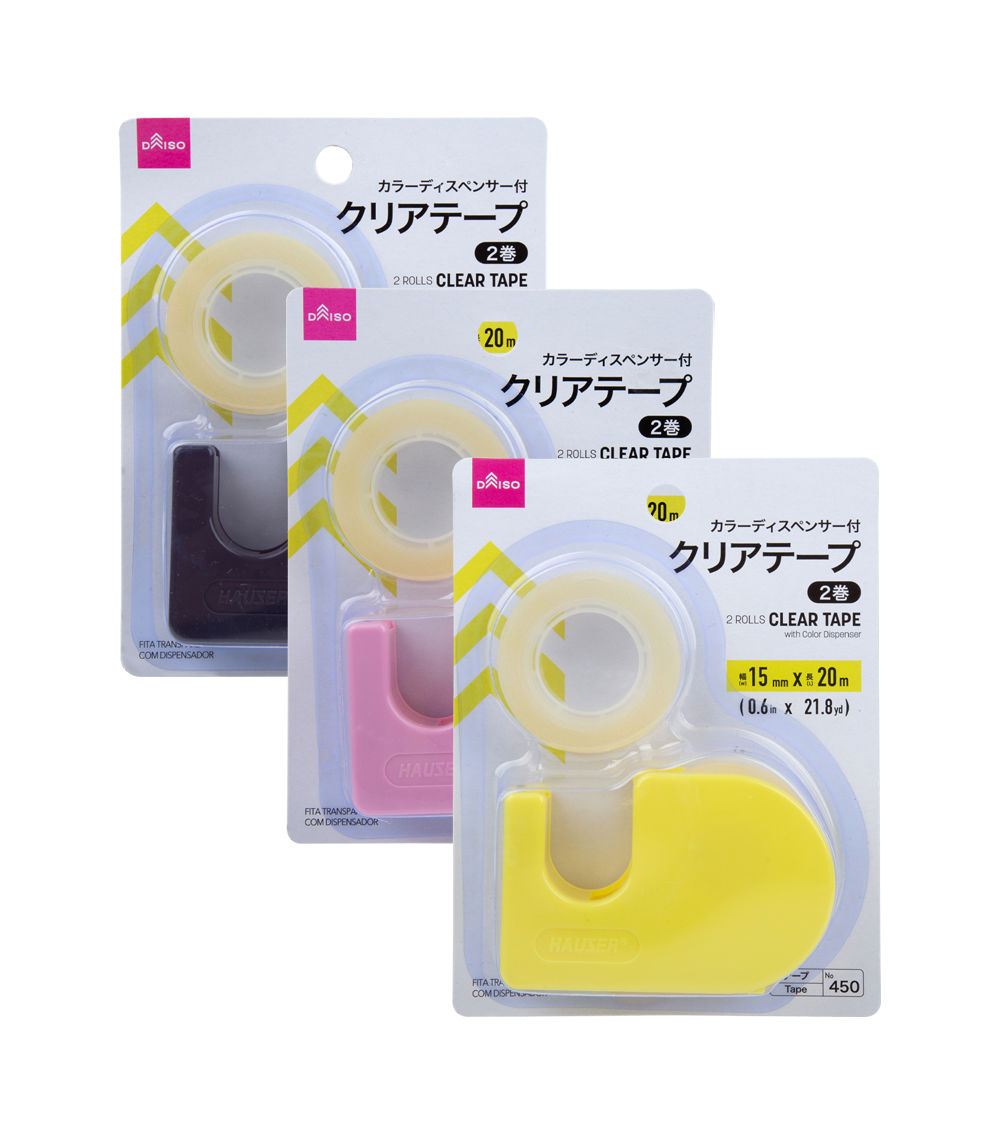 Clear Tape 2 Rolls with Color Dispenser