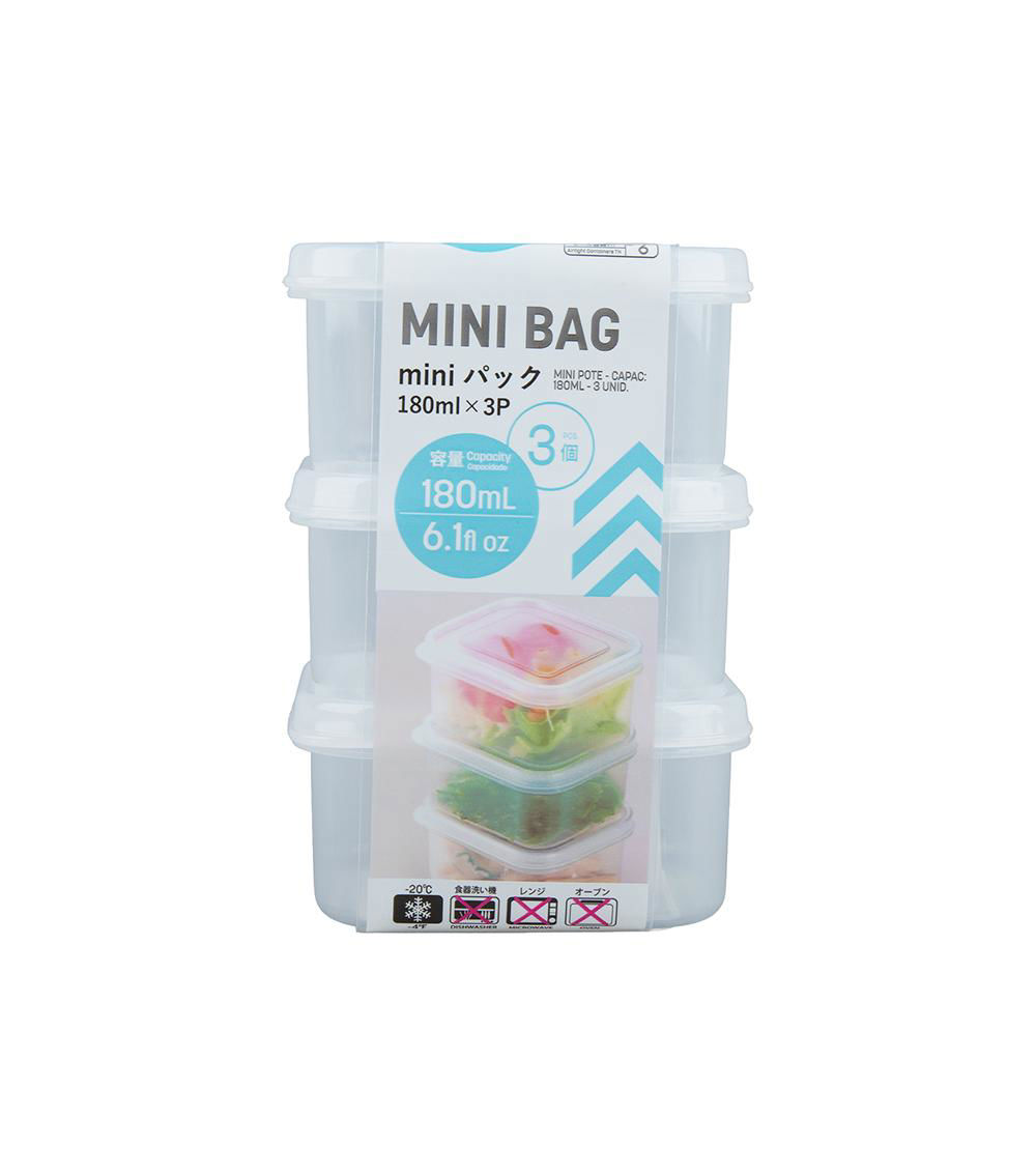 Mini Pack Containers, Clear (3 pcs) -180ml