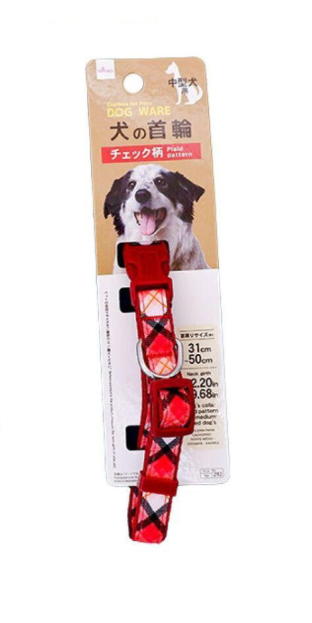Dog Collar with Plaid Pattern (Medium Dogs), Assorted (1Pc)