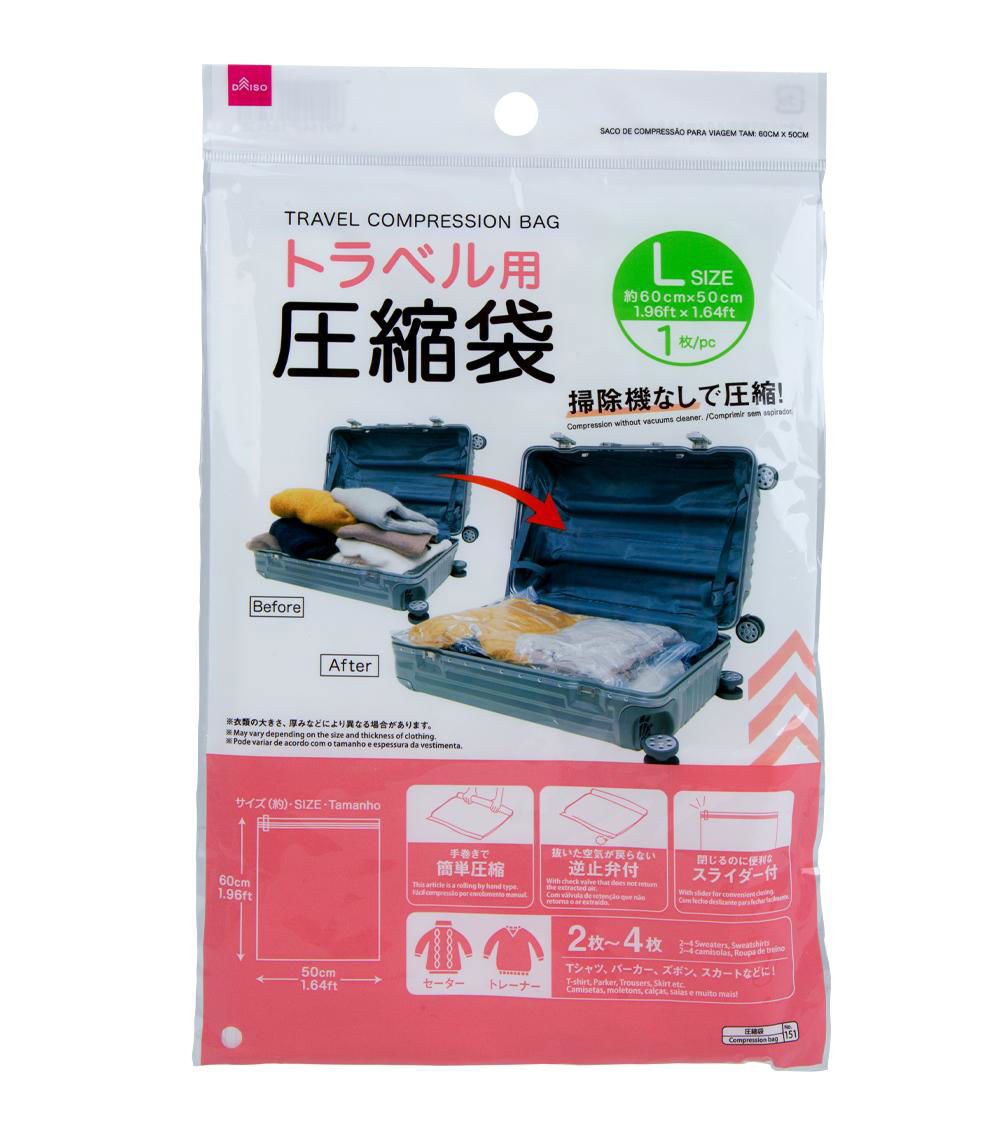 Travel Compression Bag, Clear (1 pc) - 60cmx50cm