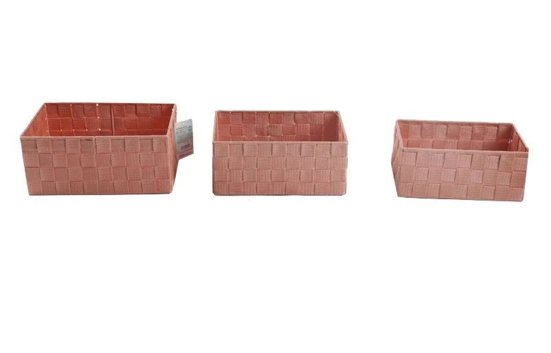 Single Peach Woven Storage Basket – Rectangular (1 Pcs)