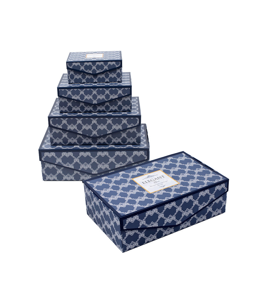 Rectangular Paper Box with Lid, Navy