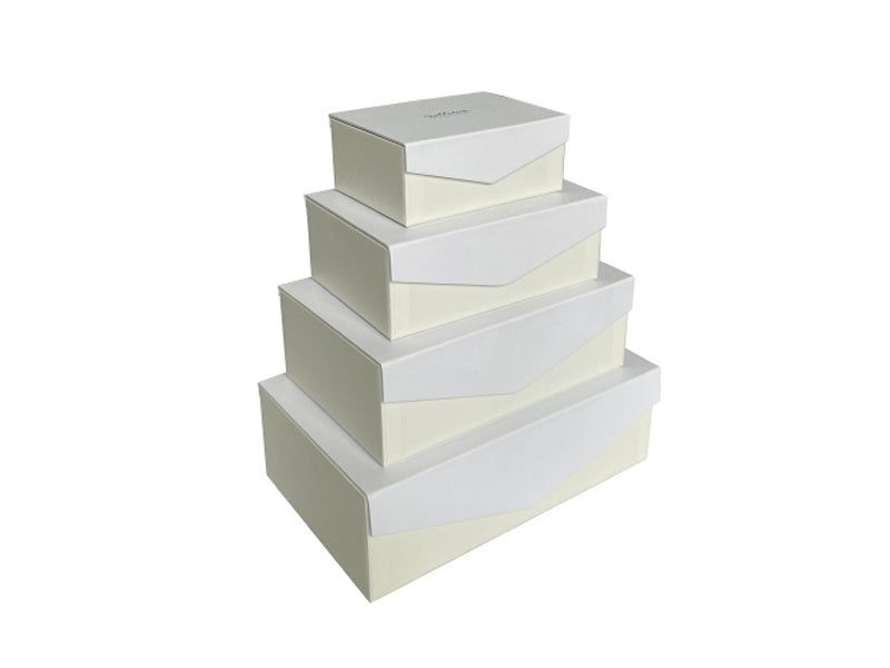 Rectangular Paper Box with Lid, White