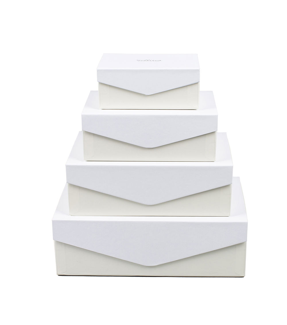Rectangular Paper Box with Lid, White