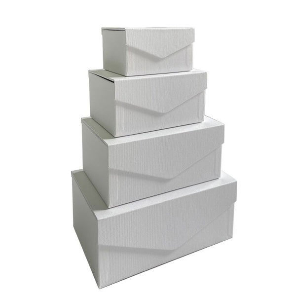 Rectangular Paper Box with Lid, White - 4 Sizes