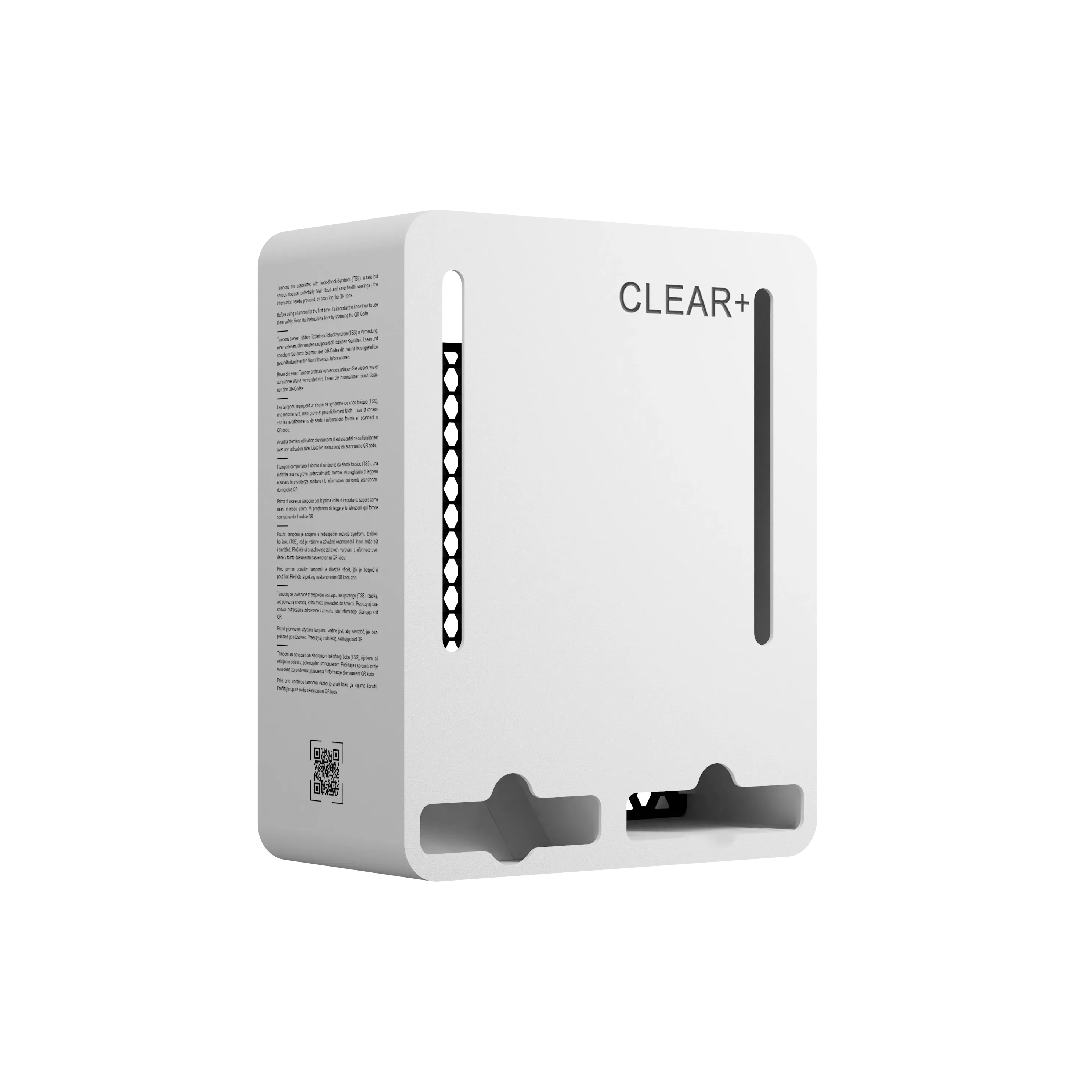 Clear+ tampon- and sanitary pad dispenser white