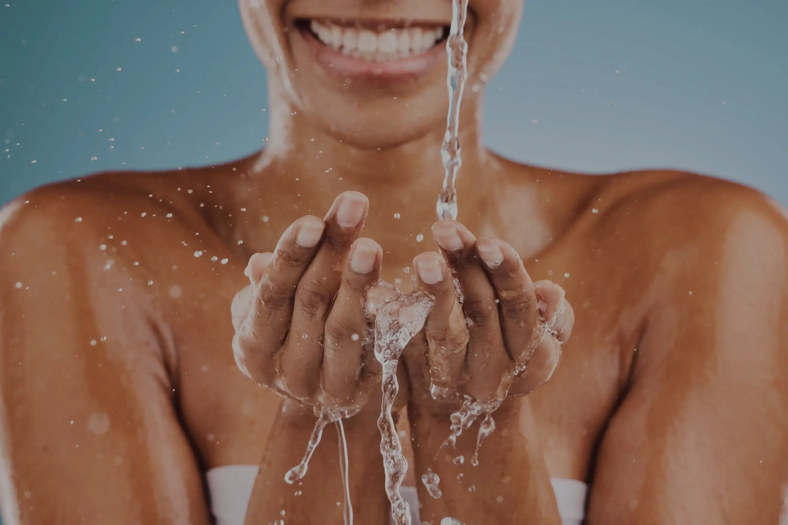 water-splash-skincare-and-black-woman-with-wellne   