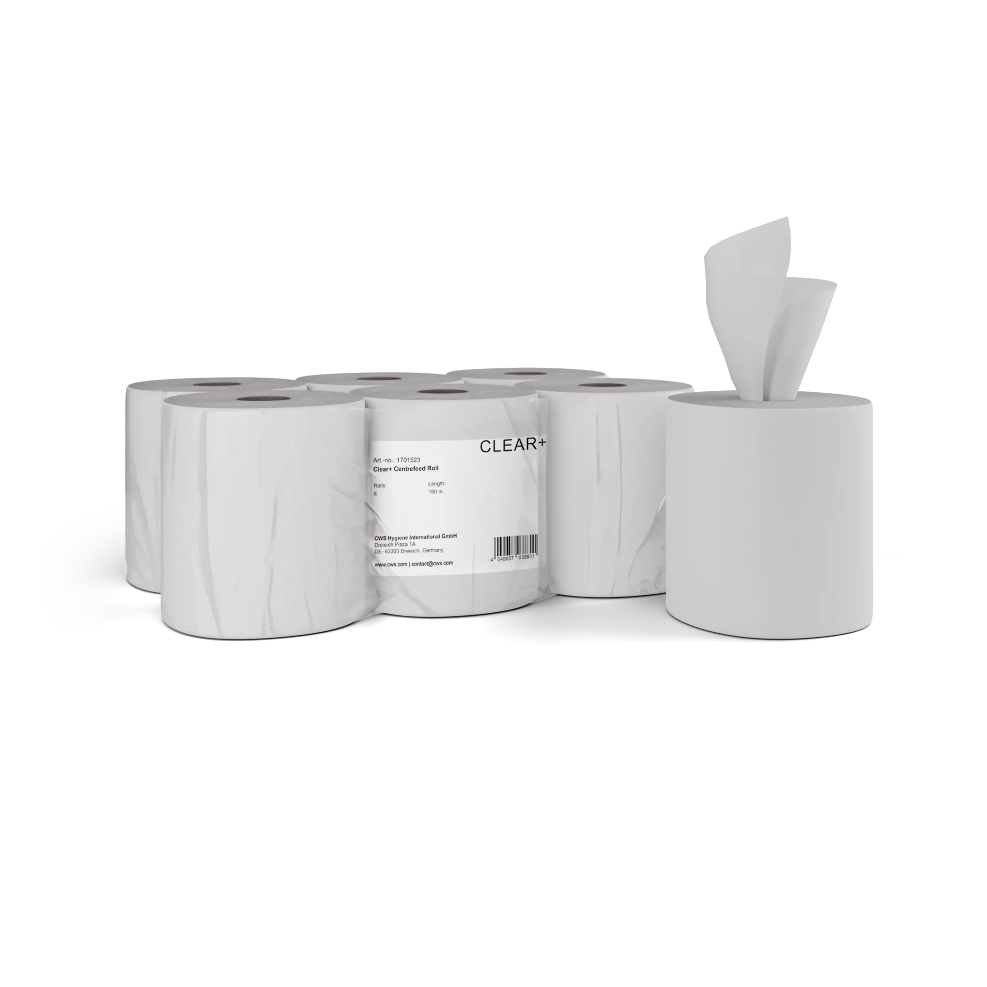Clear+ Centerfeed Papierrollen (Innenabrollung)