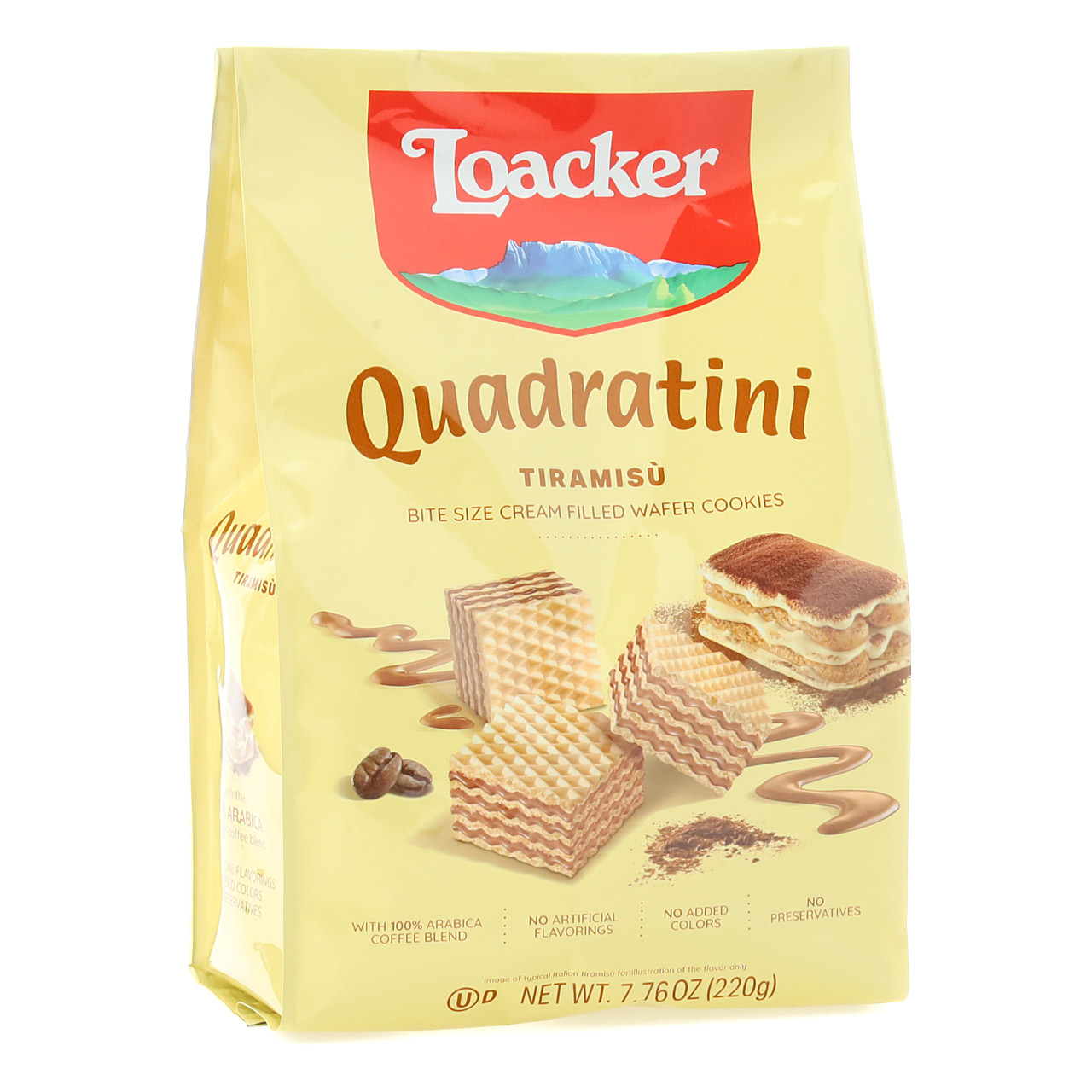 Quadratini Tiramisù, cremefilled wafer cookies, 7.76oz Loacker