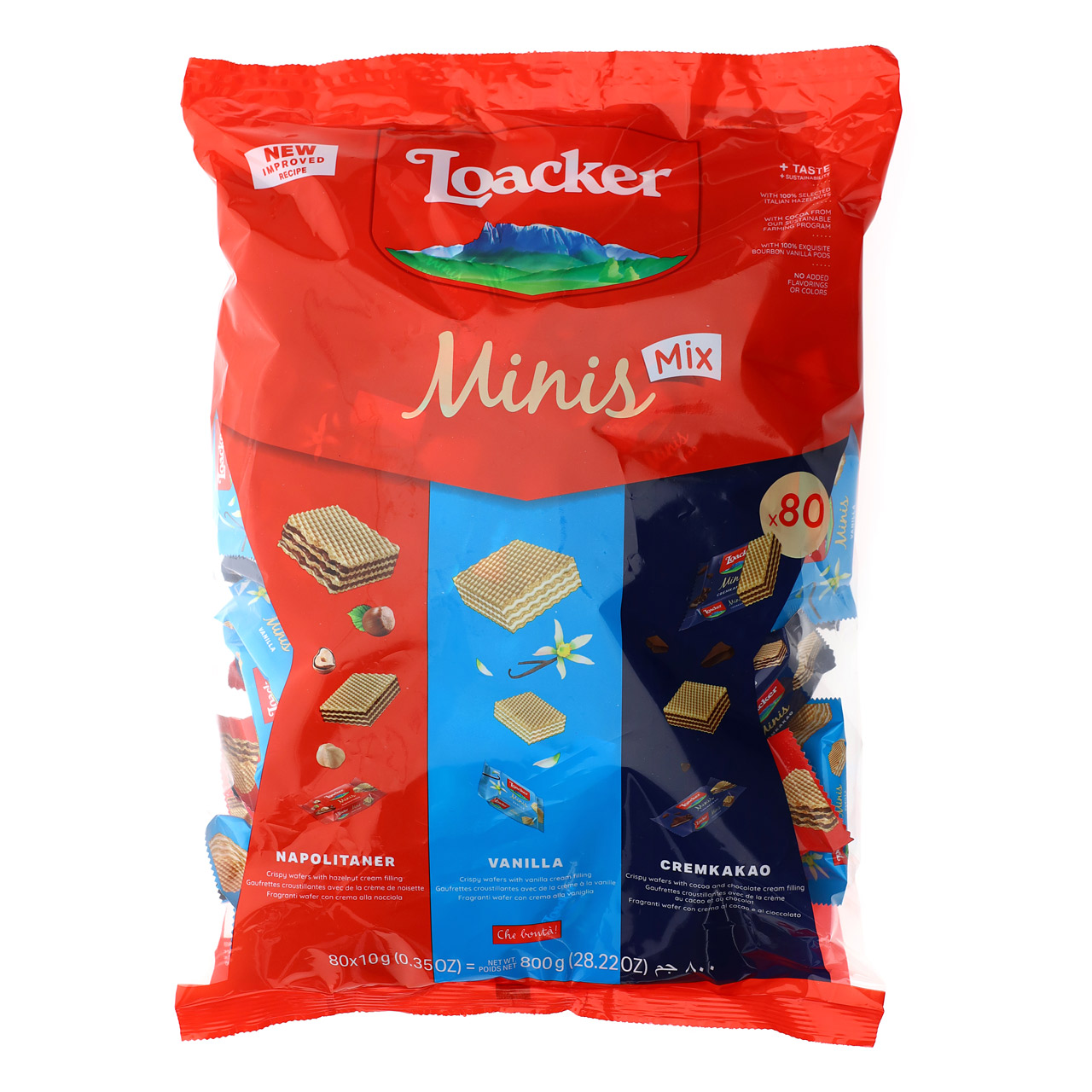 Loacker Minis Napolitaner gusti assortiti in busta da 700 gr. (circa 70pz  da 10 gr) (700 gr) - Assortimento n.1 : : Alimentari e cura della  casa