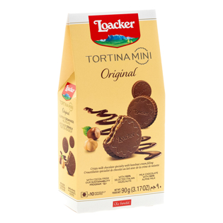 Tortina Mini Original, chocolate coated wafer, 3.17oz