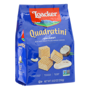 Quadratini Coconut, creme-filled wafer cookies, 8.82oz