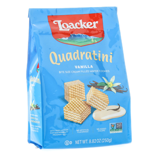 Quadratini Vanilla, creme-filled wafer cookies, 8.82oz