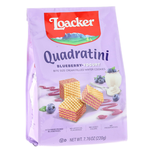 Quadratini Blueberry-Yogurt, creme-filled wafers, 7.76oz