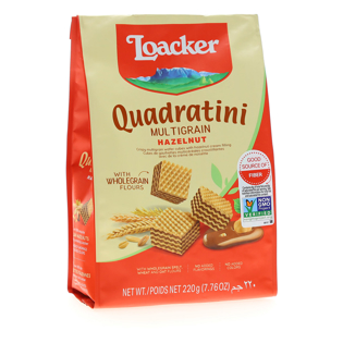 Multigrain Quadratini Hazelnut, creme-filled wafers, 7,76oz