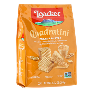 Quadratini Peanut Butter, creme-filled wafer cookies, 8.82oz