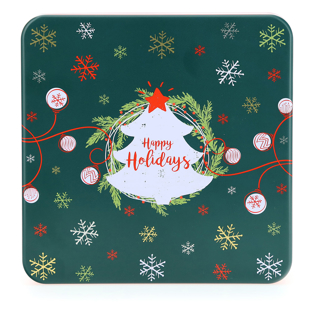 'Happy Holidays' gift tin, variety pack of wafers & chocolat