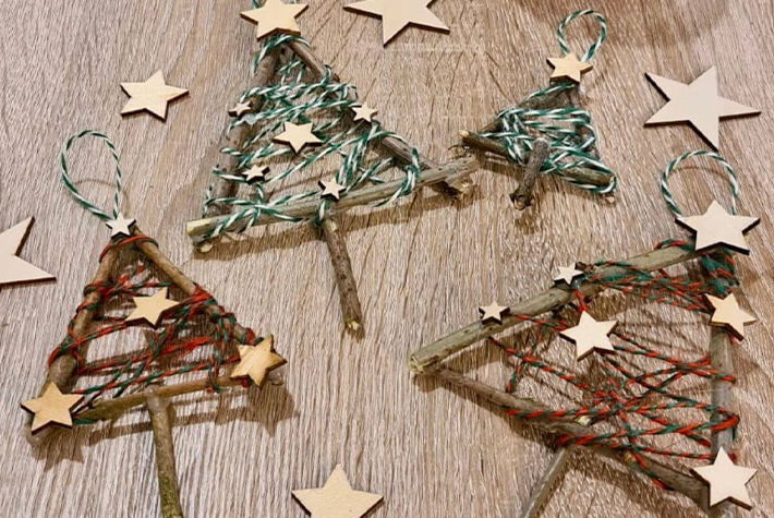 Make your own twig tree decorations