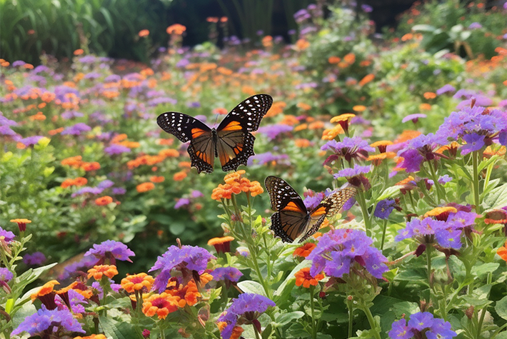 butterflies flying around field flowers
