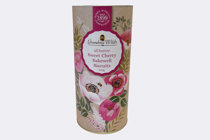 Floral botanical tube all butter sweet cherry bakewell