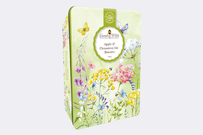 Wildflower meadow apple oat & cinnamon biscuit tin