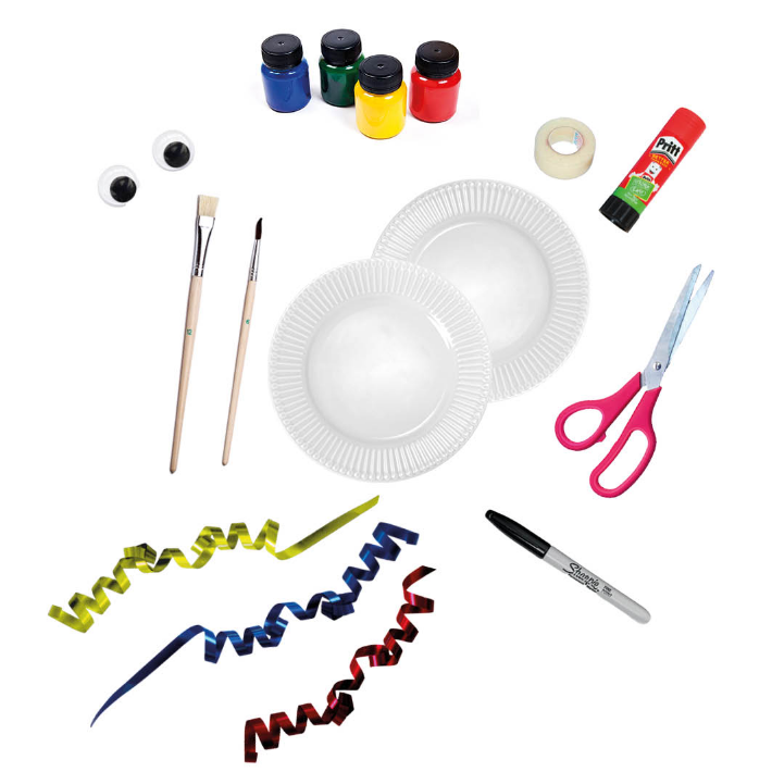 Create a paper plate parrot-materials