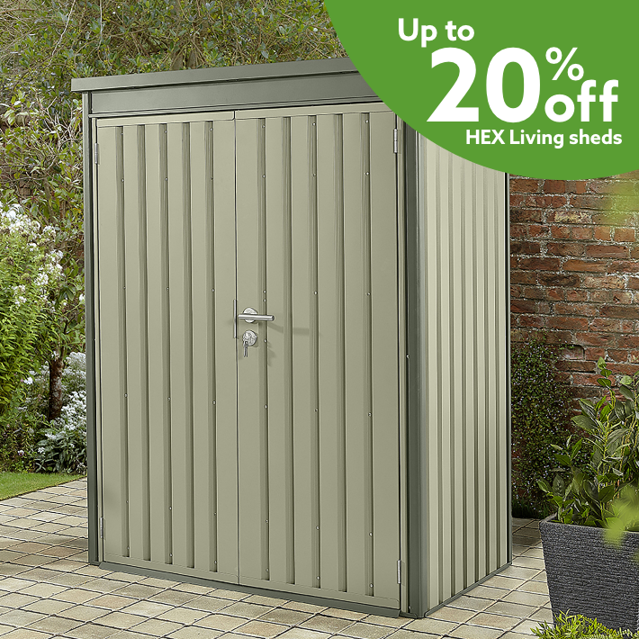 Up to 20% off selected HEX Living sheds