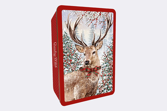 Embossed Highland Stag Biscuit Tin 300g