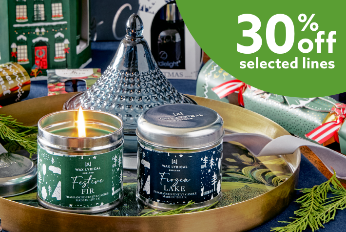 30% off Christmas candles & diffusers