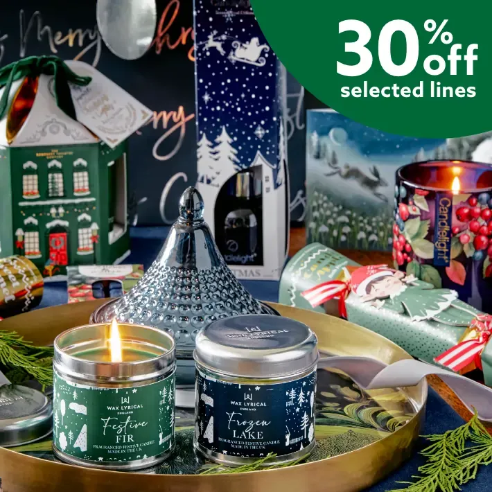 30% off Christmas candles & diffusers