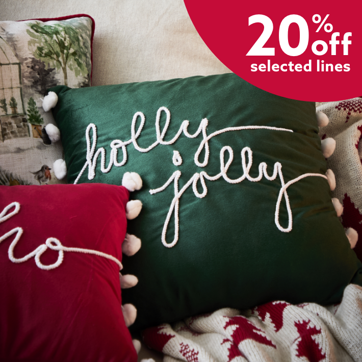 20% off cushions & throws