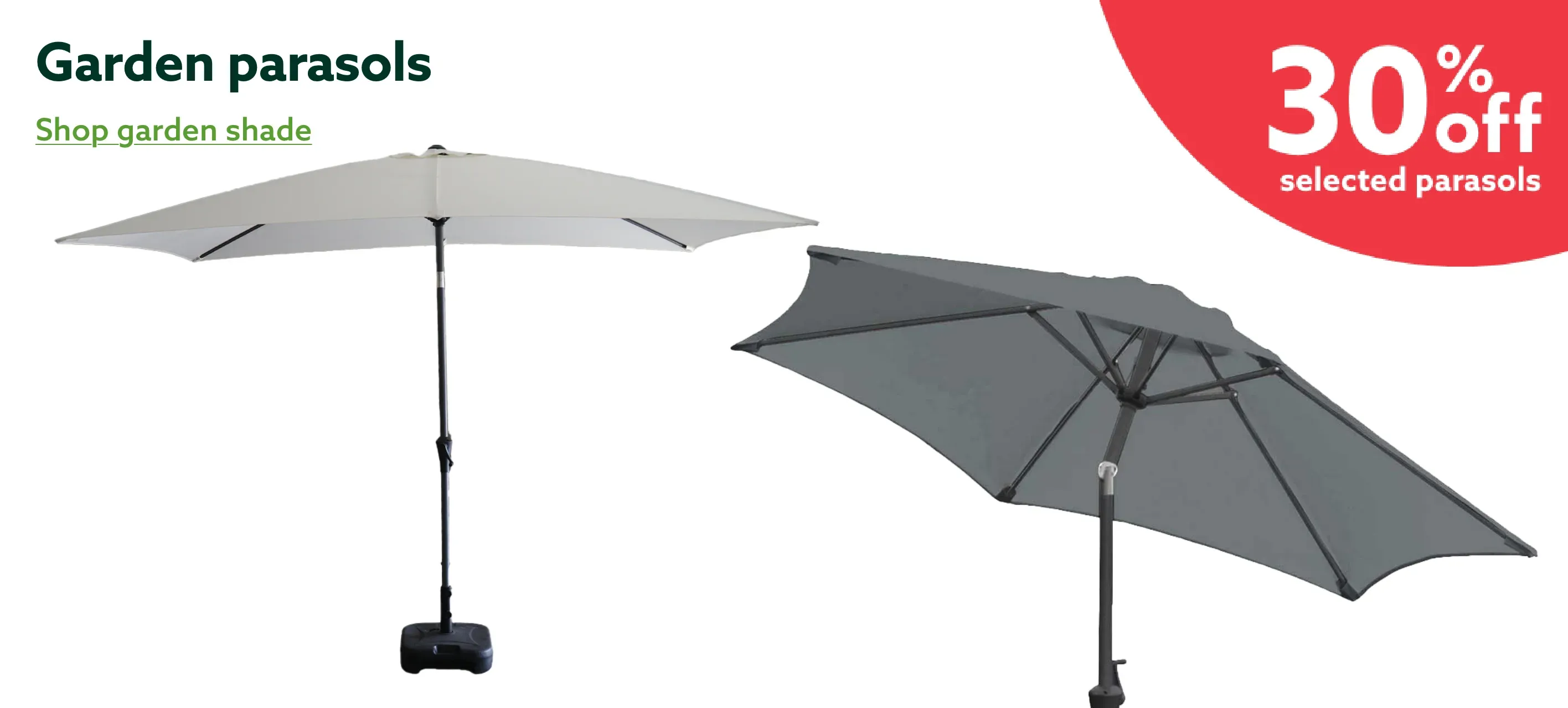 30% off garden parasols