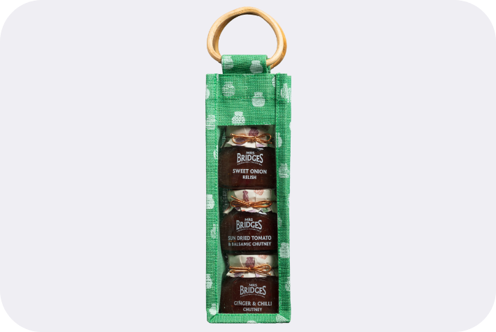 960266 - Mrs Bridges Condiments Triple Jar Gift Set In Juco Bag